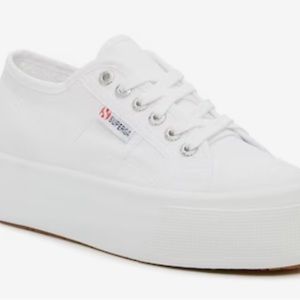 White Superga Platform Sneakers Worn One Time